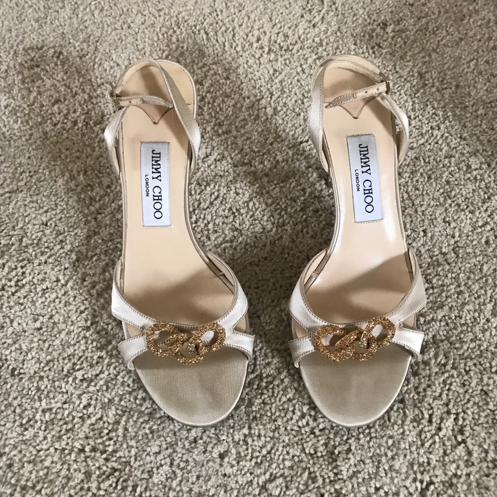 Jimmy Choo Nude Satin Heels sz 38/7